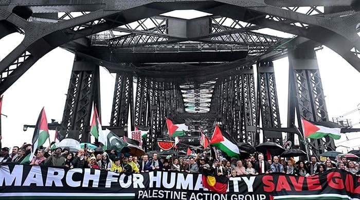 تصاویر: آسٹریلیا میں فلسطین کے حق میں مظاہرہ، سڈنی ہاربر برج پر عوام کا سمندر اُمڈ آیا