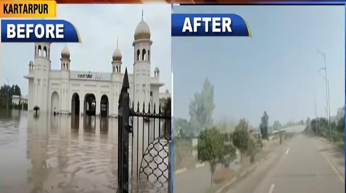 بھارتی آبی جارحیت سے زیر آب کرتار پور ا حاطے سے پانی کی نکاسی مکمل، مرکزی شاہراہ ٹریفک کیلئے بحال