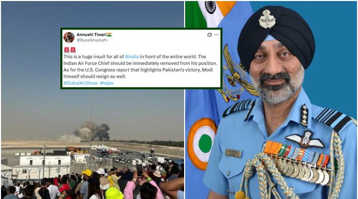 دبئی ائیر شو میں طیارہ گرنے کا واقعہ، بھارتیوں کی اپنی فضائیہ پر تنقید، ائیر چیف کے استعفے کا مطالبہ
