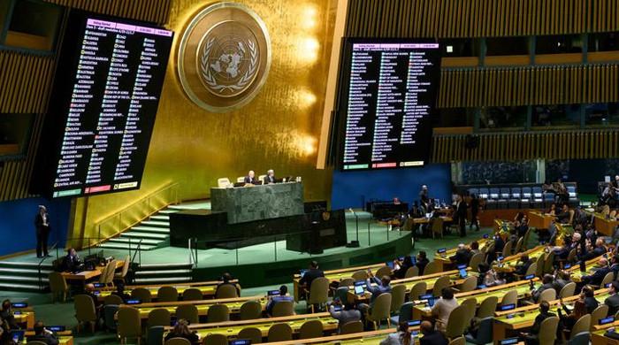 اقوام متحدہ جنرل اسمبلی میں مسئلہ فلسطین کے پُر امن حل سے متعلق قرارداد منظور 