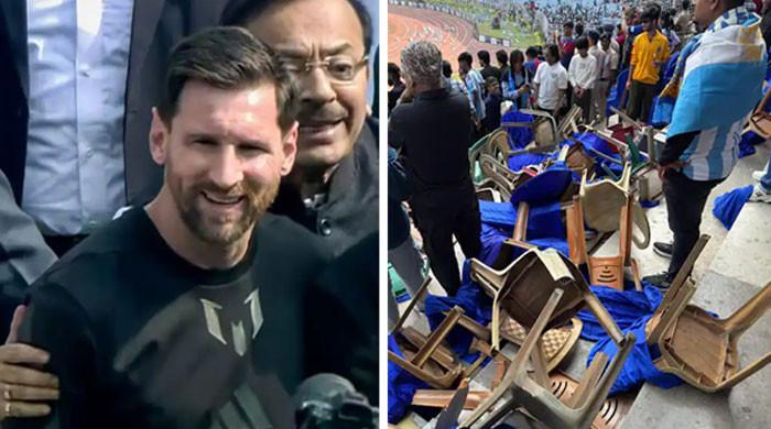 میسی کا دورہ بھارت، کولکتہ اسٹیڈیم میں10 منٹ قیام  پر مداح مشتعل، توڑ پھوڑ کردی