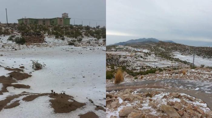 سندھ کے تفریحی مقام گورکھ ہل اسٹیشن پر برفباری، درجہ حرارت منفی 2 ڈگری تک گرگیا