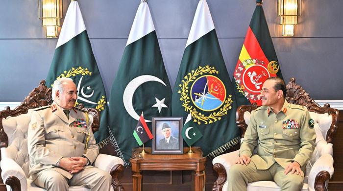 فیلڈ مارشل عاصم منیر سے لیبین عرب مسلح کے سربراہ خلیفہ ابو القاسم حفتر کی ملاقات