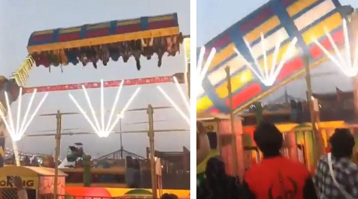 بھارت: جھولا گرنے کی خوفناک ویڈیو وائرل، متعدد افراد زخمی