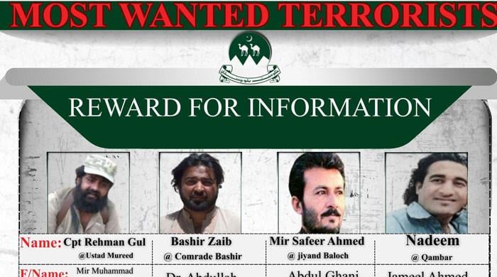 حکومت بلوچستان نے 39 انتہائی مطلوب دہشتگردوں کی فہرست جاری کردی، حیربیار، براہمداغ، بشیرزیب اور دیگرشامل