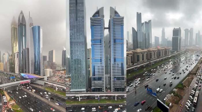  متحدہ عرب امارات میں موسلادھار بارش، سڑکیں زیرِ آب آگئیں