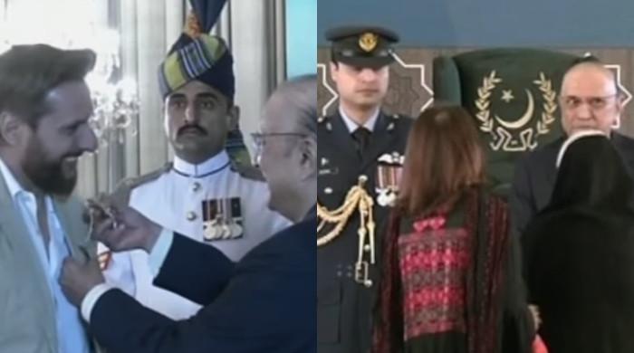 ایوان صدر میں مختلف شعبہ جات میں نمایاں خدمات انجام دینے والوں میں تقسیم اعزازات کی تقریب، صدر  مملکت نےاعزازات تقسیم کیے