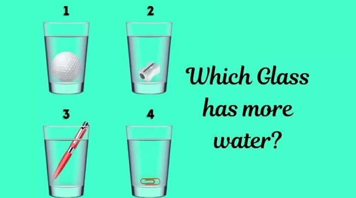 10 سیکنڈ میں بتا سکتے ہیں کہ کس گلاس میں زیادہ پانی موجود ہے؟