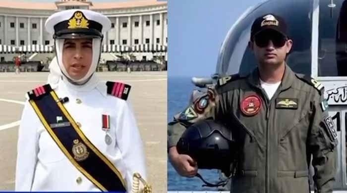 پاک بحریہ کے شہید افسرکی اہلیہ الویرا حمزہ نے نیوی میں بطورآفیسرکمیشن حاصل کرلیا