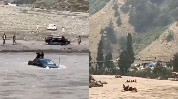 ناران: دریا میں ویڈیو بنانے کی کوشش سیاحوں کو مہنگی پڑگئی، گاڑی بہہ گئی