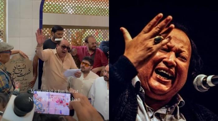 راحت فتح کی نصرت فتح علی خان کی آخری آرام گاہ پر پرفارمنس کی ویڈیو وائرل، گلوکار پر سخت تنقید 